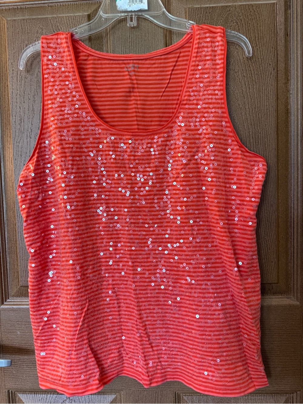 LOFT Women’s Orange Sequin Scoop Neck Tank Top Size XL